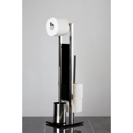 WENKO 22983100 - Brosse WC RIVALTA 18x70 cm inox/argenté/noir