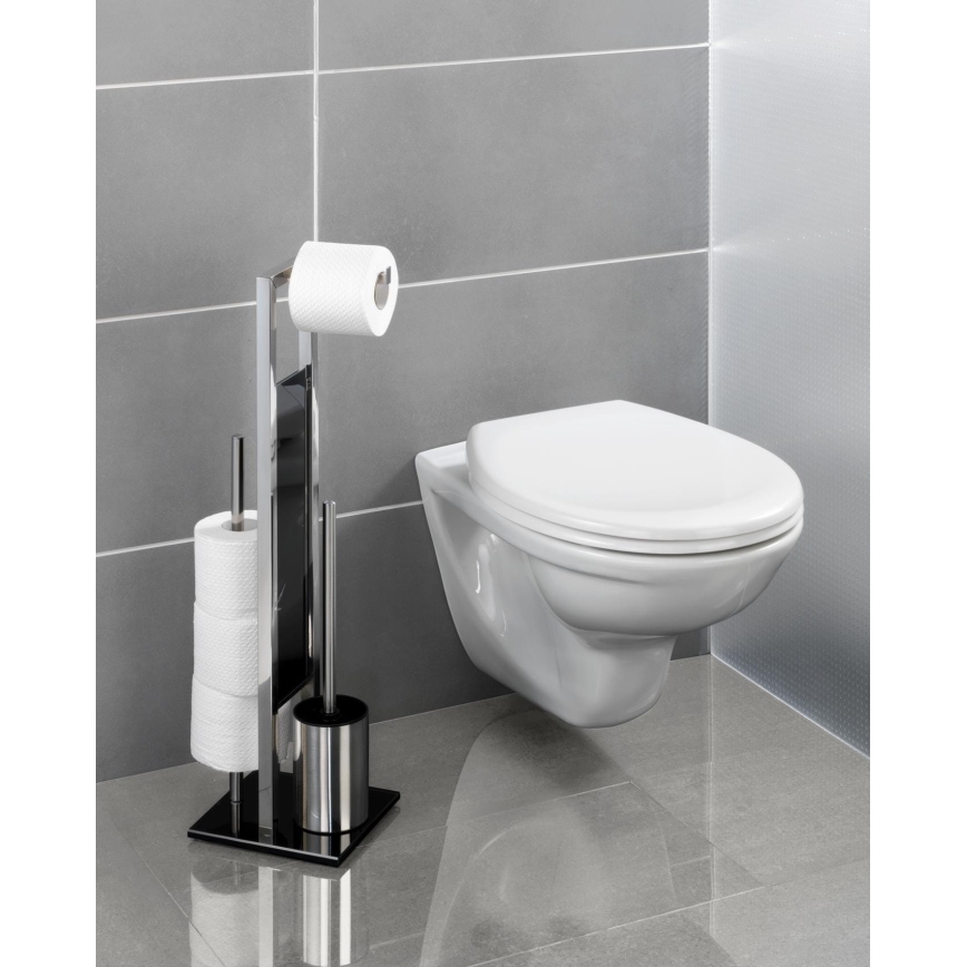 WENKO 22983100 - Brosse WC RIVALTA 18x70 cm inox/argenté/noir
