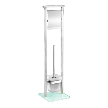 WENKO 22992100 - Brosse WC DEBAR 18x73 cm inox satiné/blanc