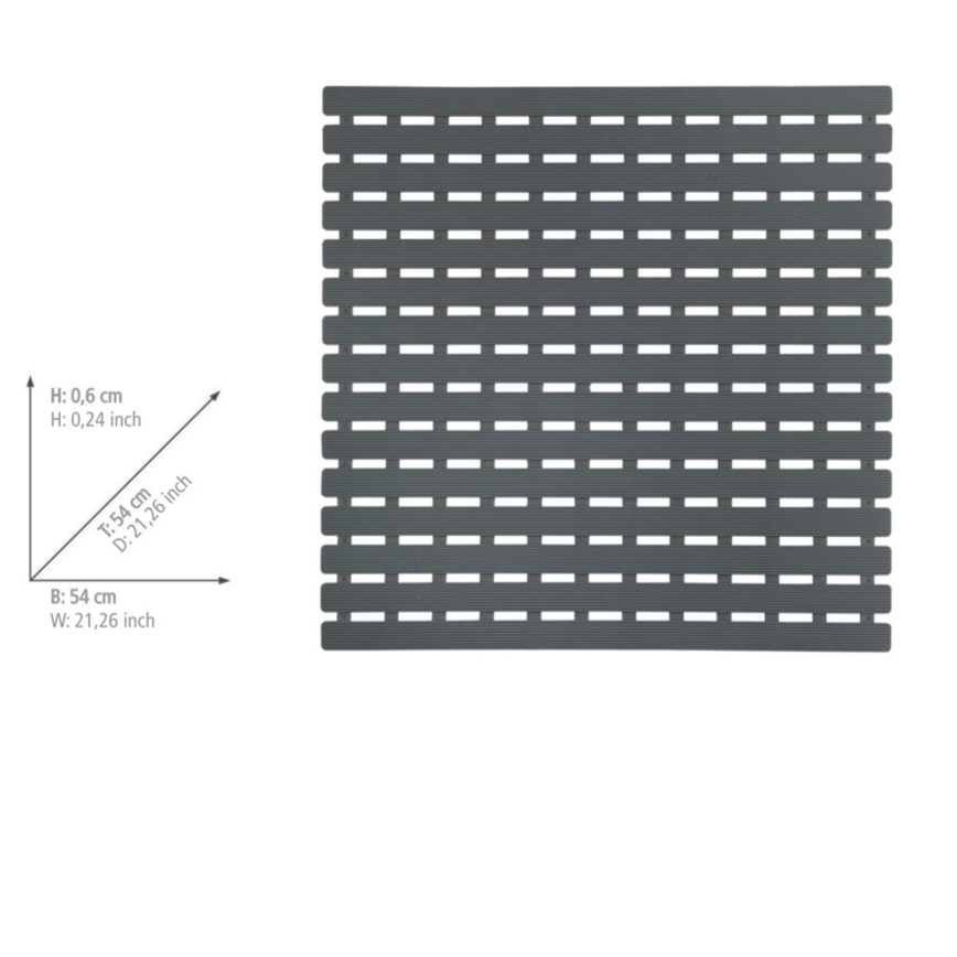 WENKO 23125100-Tapis de douche ARINOS 54x54 cm gris/gris