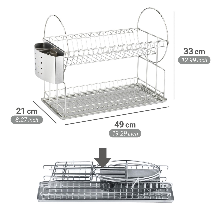 WENKO 2329100 - Égouttoir à vaisselle DUO 21x33 cm inox/argenté