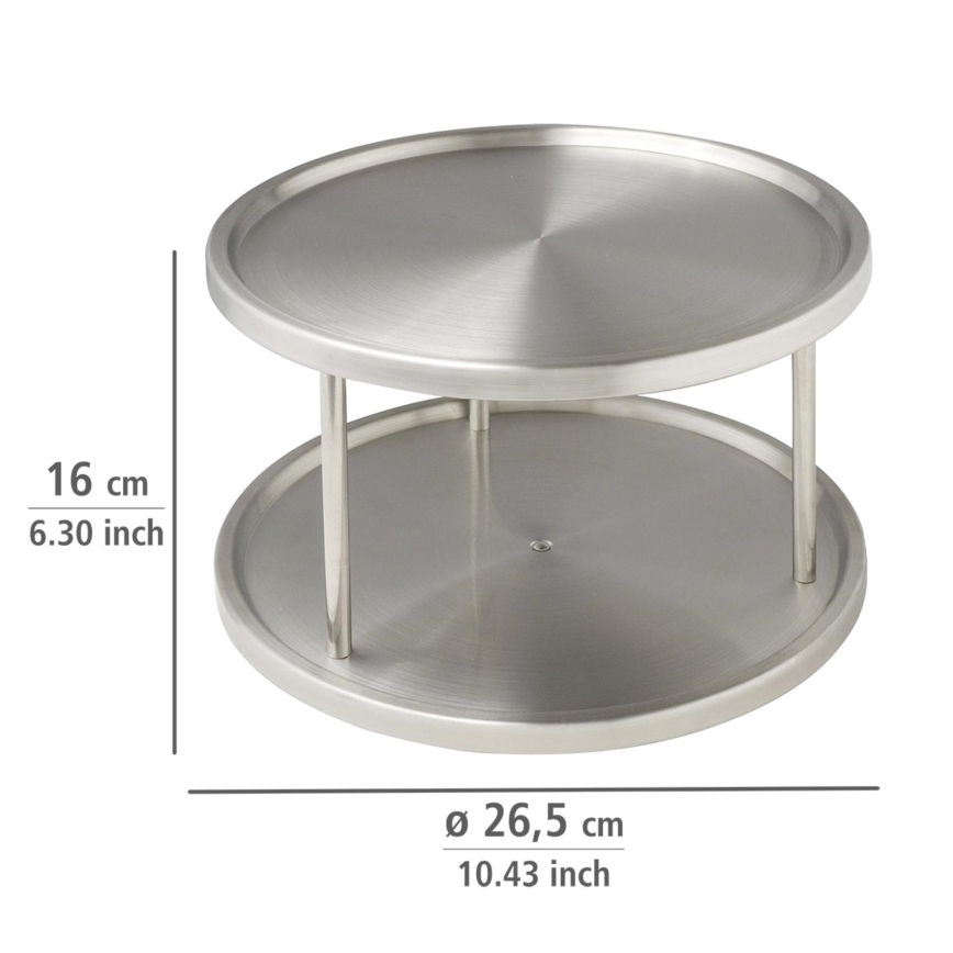 WENKO 2335100 - Plateau tournant CABINET CAROUSEL 26,5x15,5 cm inox/argenté