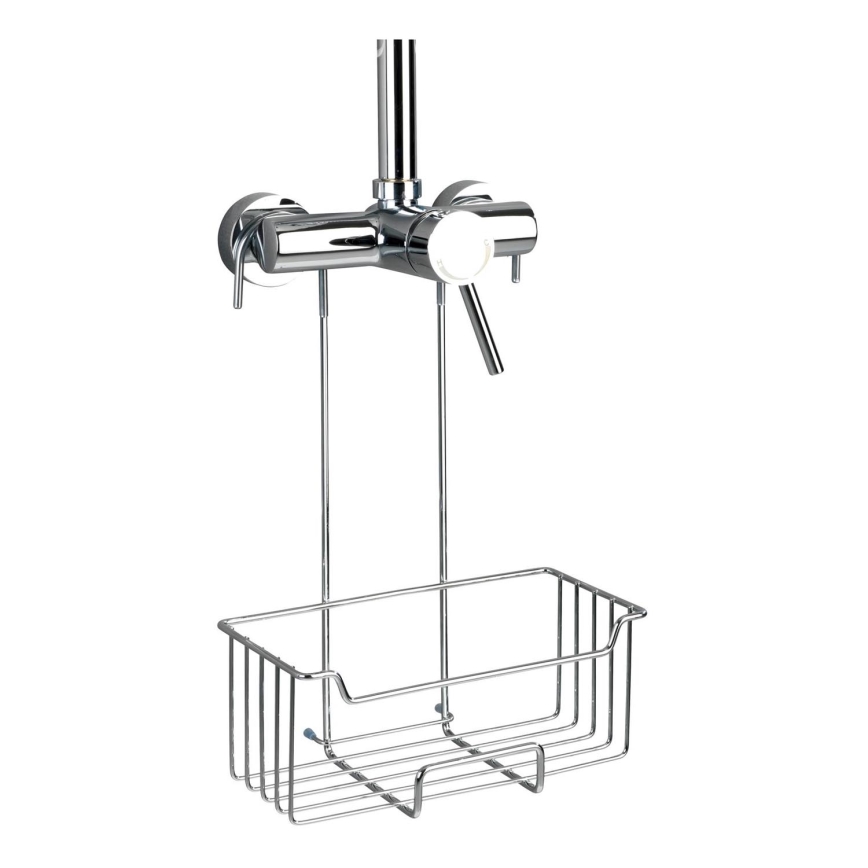 WENKO 23499100 - Étagère de douche MILO 25x36 cm, en acier inoxydable argenté/éléments transparents