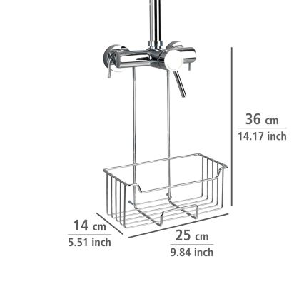 WENKO 23499100 - Étagère de douche MILO 25x36 cm, en acier inoxydable argenté/éléments transparents