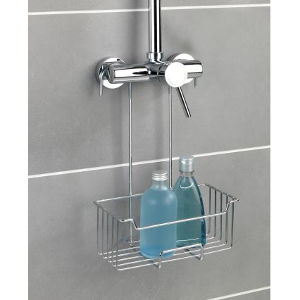 WENKO 23499100 - Étagère de douche MILO 25x36 cm, en acier inoxydable argenté/éléments transparents