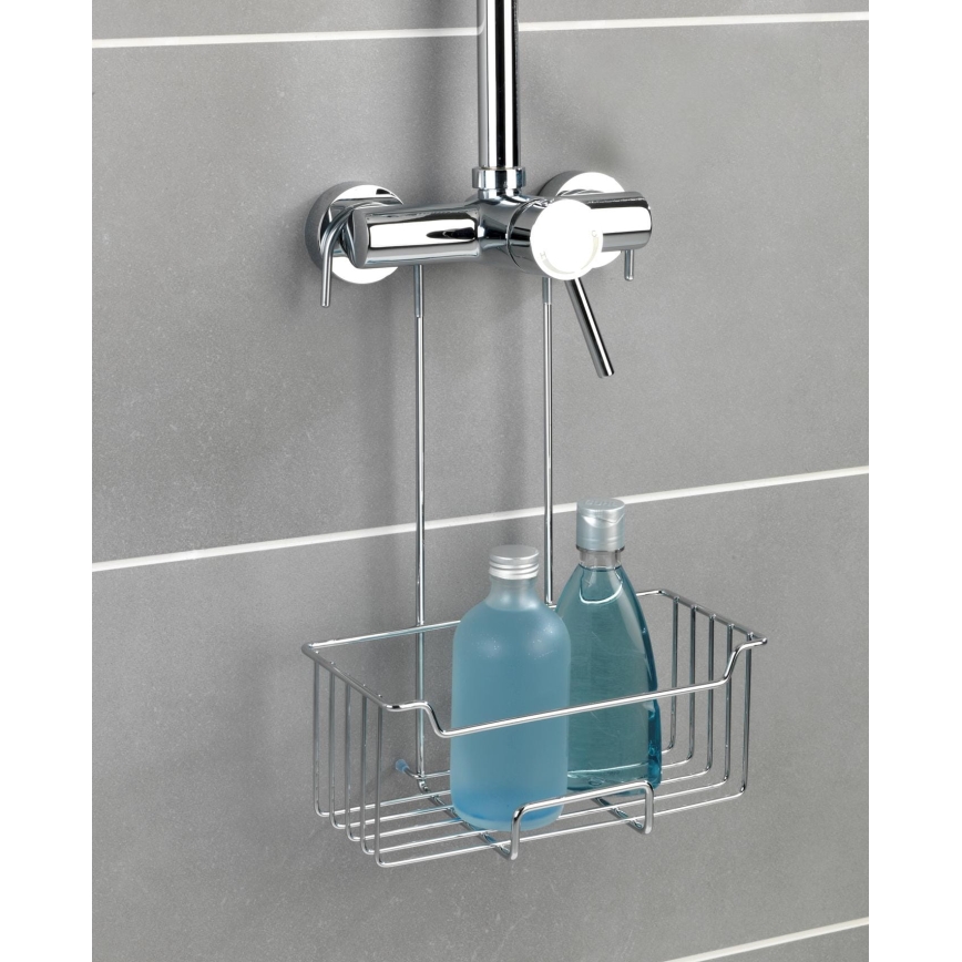 WENKO 23499100 - Étagère de douche MILO 25x36 cm, en acier inoxydable argenté/éléments transparents