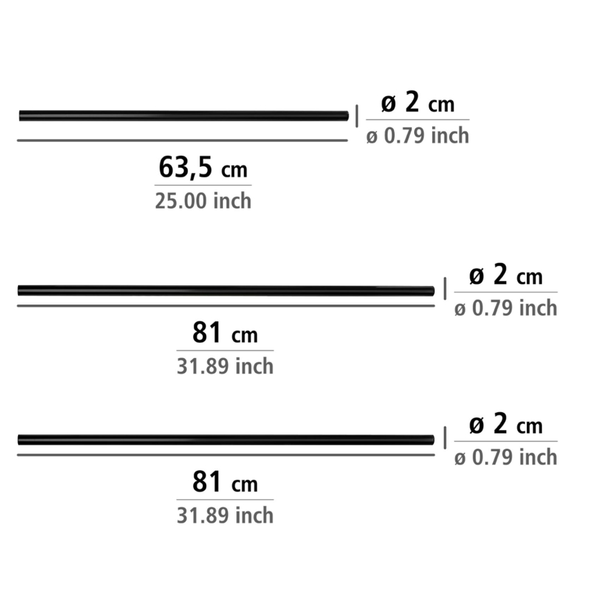 WENKO 23565100 - Barre carrée 2x2 cm noire
