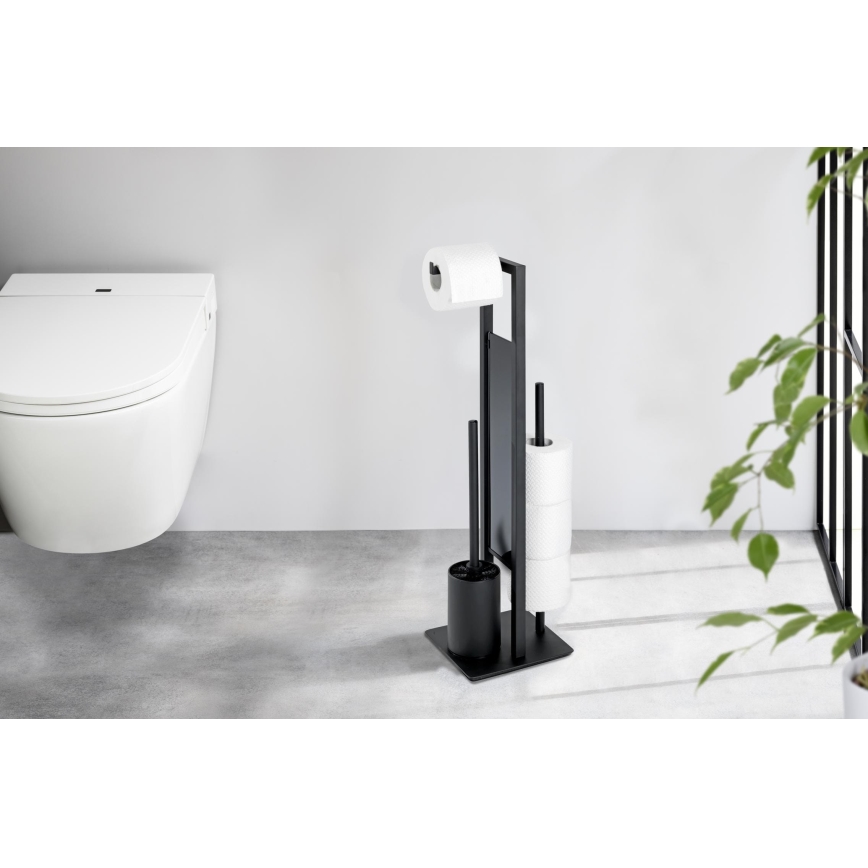 WENKO 23708100 - Brosse WC RIVALTA 18x70 cm noire
