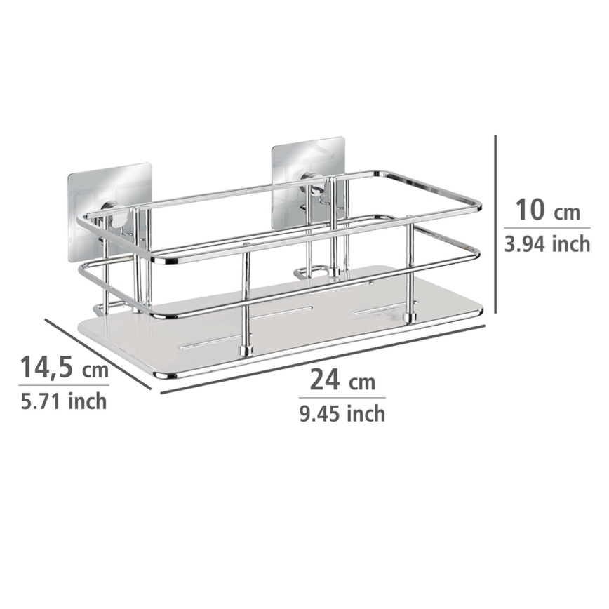 WENKO 23854800 - Étagère TURBO-LOC QUADRO ED. 24 x 14,5 cm, acier inoxydable / chrome brillant