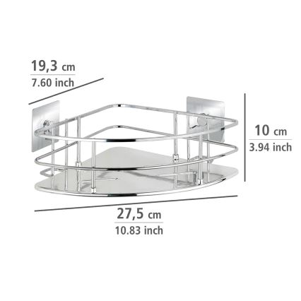 WENKO 23856800 - Étagère TURBO-LOC QUADRO ED., 27,5 x 19,3 cm, en acier inoxydable, finition chromée brillante