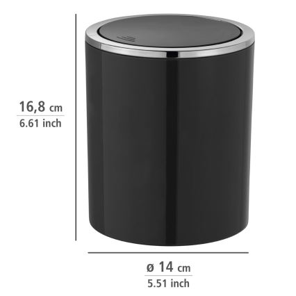 WENKO 23934100 - Corbeille INCA 14 x 16,8 cm noir/chrome brillant
