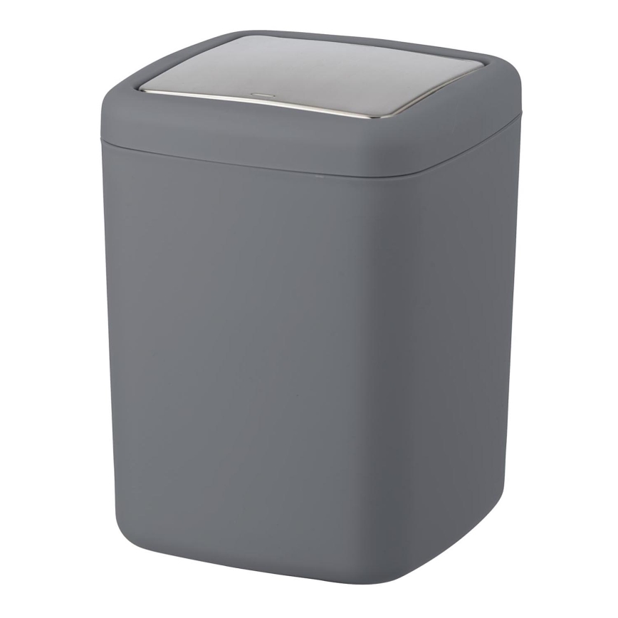 WENKO 23979100 - Poubelle BARCELONA 15 x 20 cm anthracite/chrome brillant