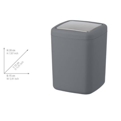 WENKO 23979100 - Poubelle BARCELONA 15 x 20 cm anthracite/chrome brillant