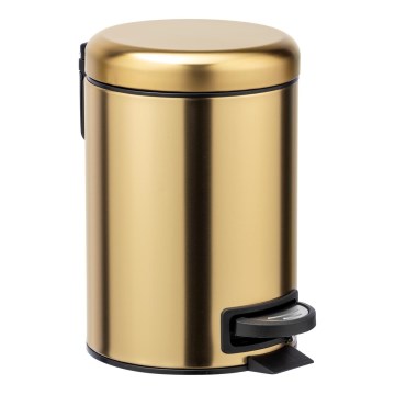 WENKO 24009800 - Poubelle LEMAN 17x25 cm inox/doré/noir