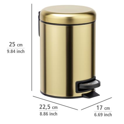 WENKO 24009800 - Poubelle LEMAN 17x25 cm inox/doré/noir