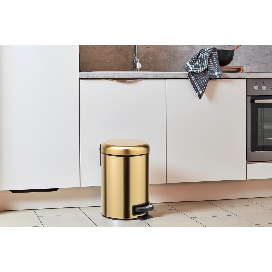 WENKO 24009800 - Poubelle LEMAN 17x25 cm inox/doré/noir
