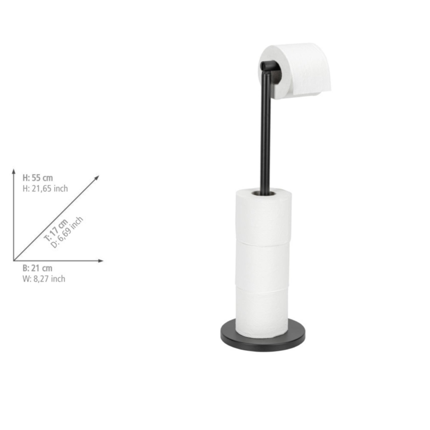 WENKO 24034100 - Support pour papier toilette 21 x 55 cm noir/argenté