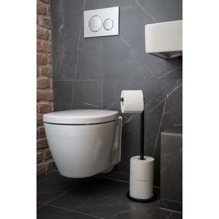 WENKO 24034100 - Support pour papier toilette 21 x 55 cm noir/argenté