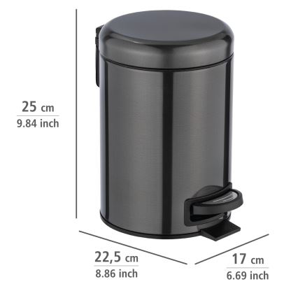 WENKO 24035100 - Poubelle LEMAN 17x25 cm inox/noir