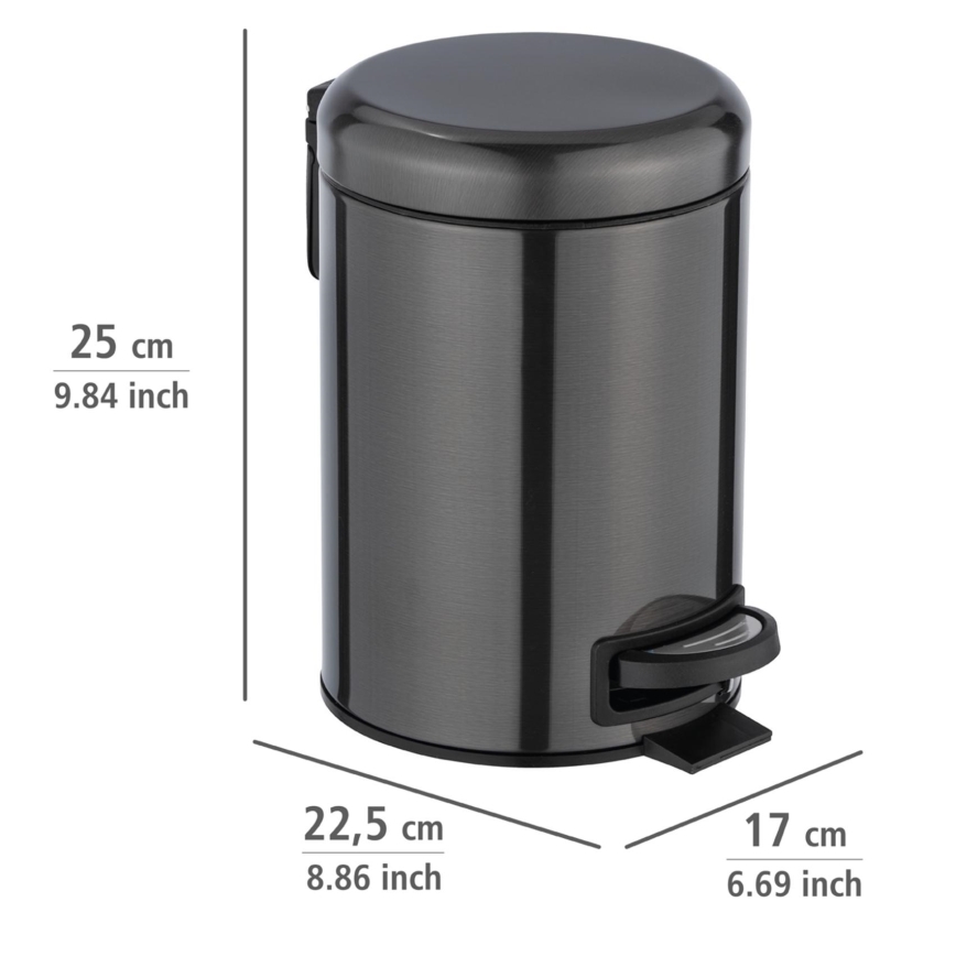 WENKO 24035100 - Poubelle LEMAN 17x25 cm inox/noir