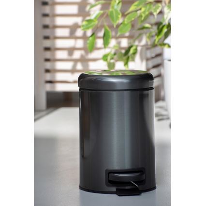 WENKO 24035100 - Poubelle LEMAN 17x25 cm inox/noir