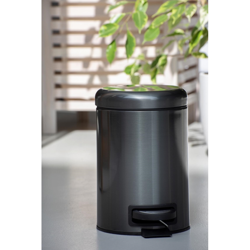 WENKO 24035100 - Poubelle LEMAN 17x25 cm inox/noir