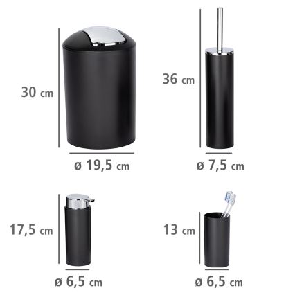 WENKO 24078800 - Ensemble CALVO 6,5x13 cm noir/chromé brillant