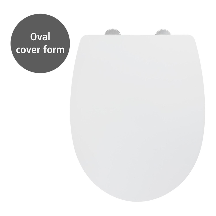 WENKO 24080800-WC abattant WC TAVOLA 36,5 x 45 cm blanc/finition brillante chromée