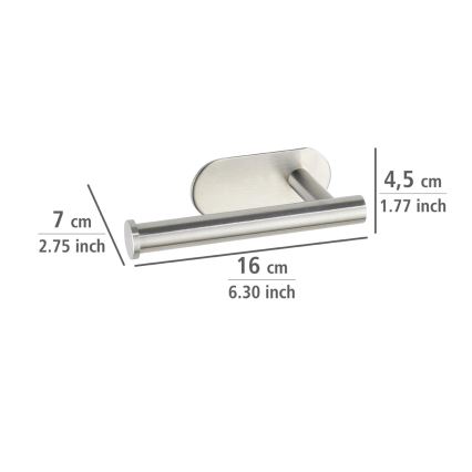 WENKO 24166100 - Support pour papier toilette TURBO-LOC OREA MATT 16x7 cm inox/argenté