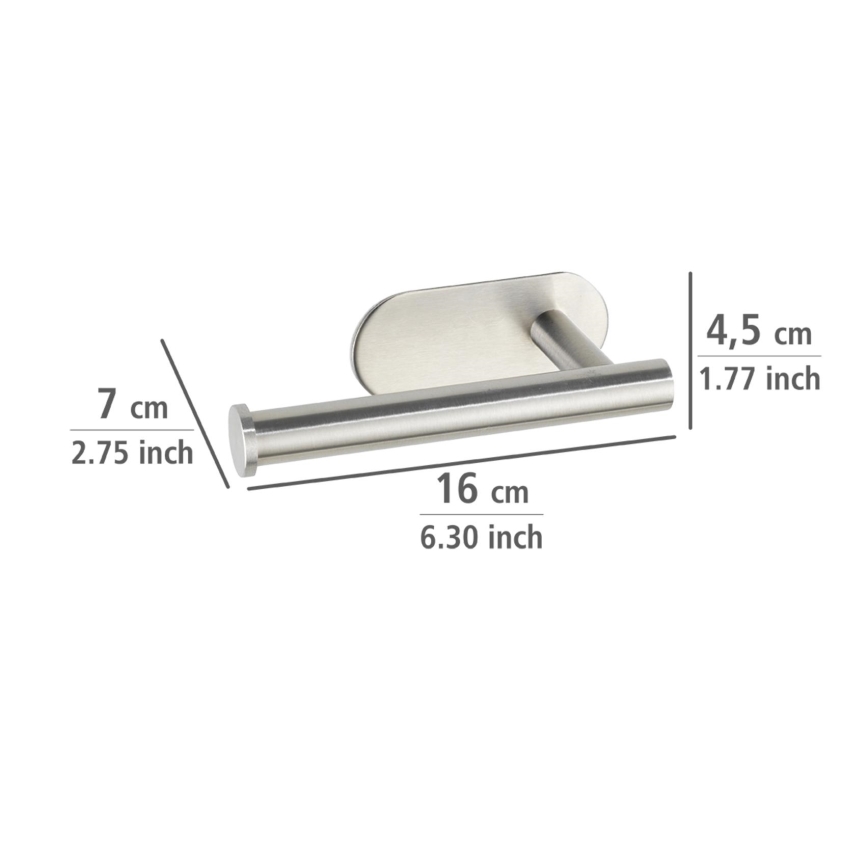 WENKO 24166100 - Support pour papier toilette TURBO-LOC OREA MATT 16x7 cm inox/argenté