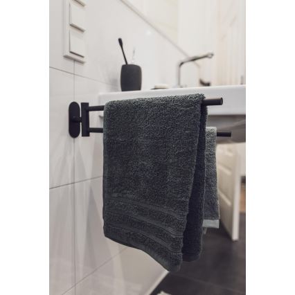 WENKO 24238100-Porte-serviettes BOSIO BLACK 5,5x43 cm inox/argenté