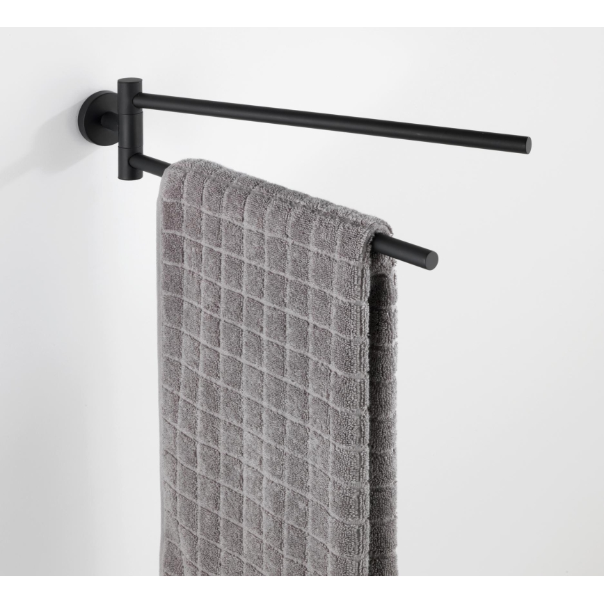 WENKO 24238100-Porte-serviettes BOSIO BLACK 5,5x43 cm inox/argenté