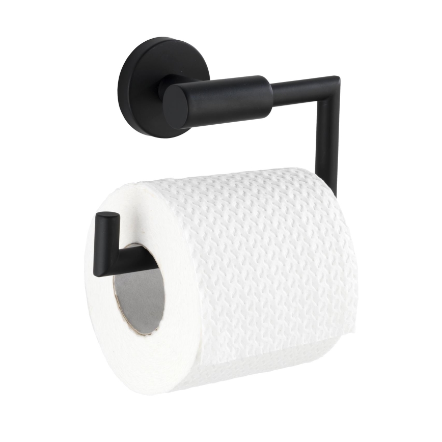 WENKO 24240100-Support pour papier toilette BOSIO BLACK 15x10,5 cm inox/argenté