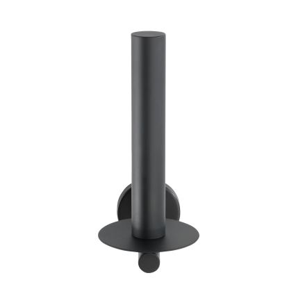 WENKO 24262100-Dérouleur de papier toilette BOSIO BLACK 8x18 cm inox/argenté