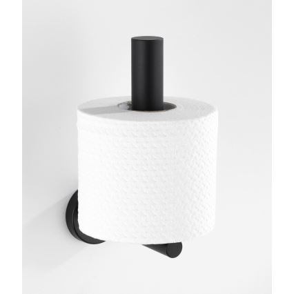 WENKO 24262100-Dérouleur de papier toilette BOSIO BLACK 8x18 cm inox/argenté