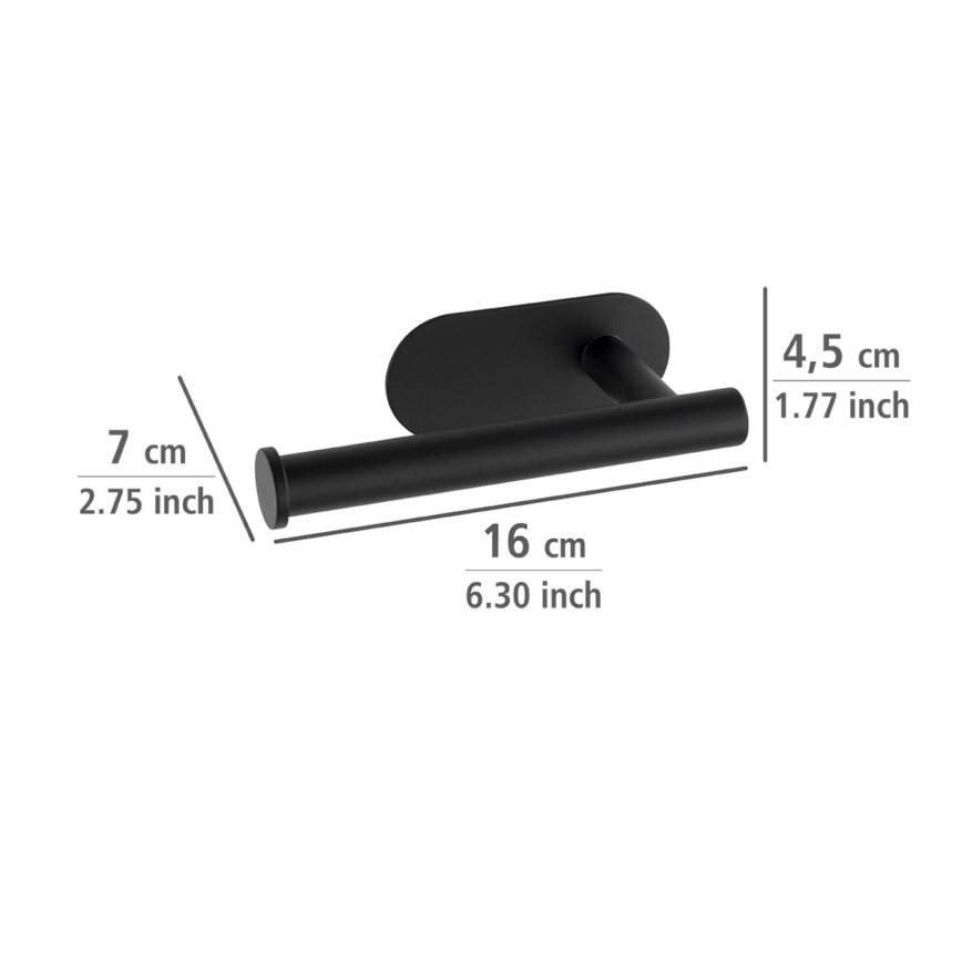 WENKO 24287100 - Support pour papier toilette TURBO-LOC OREA BLACK 16 x 7 cm acier inoxydable/noir