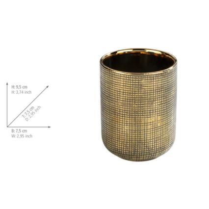 WENKO 24400100 - Gobelet porte-brosses à dents RIVARA 7,5x9,5 cm doré