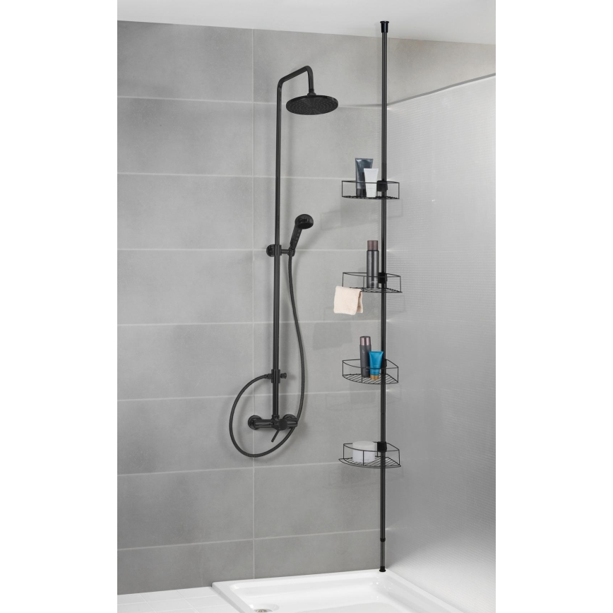 WENKO 24568100-Étagère d'angle DOLCEDO 31x230 cm inox/noir
