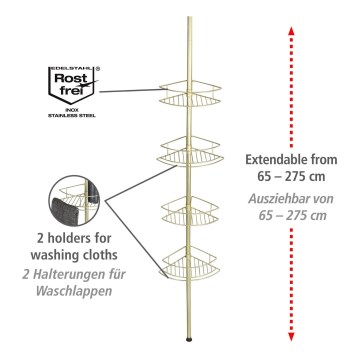 WENKO 24569100-Étagère d'angle DOLCEDO 31x275 cm dorée