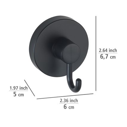 WENKO 24730100 - Crochet VACUUM-LOC rond, noir, 6x6,7 cm