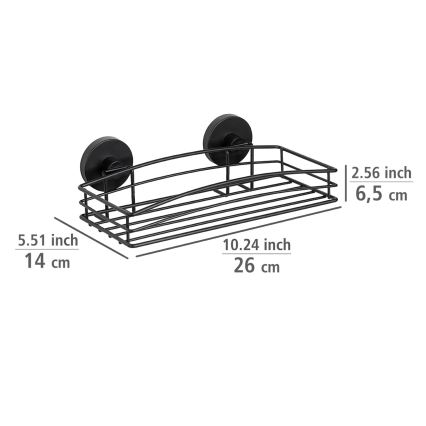WENKO 24732100-Étagère VACUUM-LOC ronde 26x14 cm noire