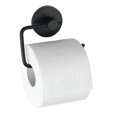 WENKO 24738100 - Support pour papier toilette VACUUM-LOC ROND 13,5 x 10,5 cm, noir