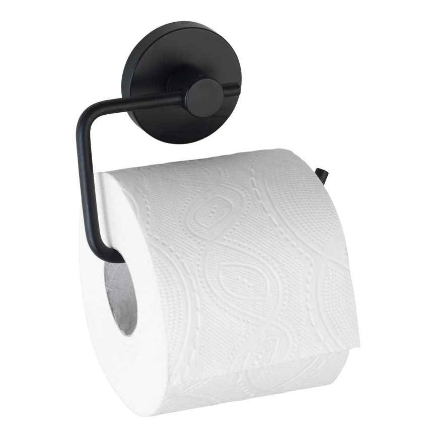 WENKO 24738100 - Support pour papier toilette VACUUM-LOC ROND 13,5 x 10,5 cm, noir
