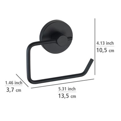 WENKO 24738100 - Support pour papier toilette VACUUM-LOC ROND 13,5 x 10,5 cm, noir