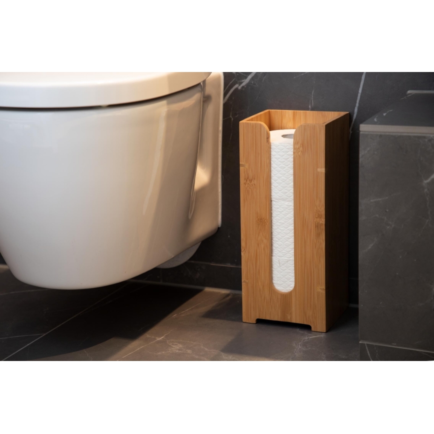 WENKO 24749100 - Support pour papier toilette BAMBUSA 15x35,5 cm marron