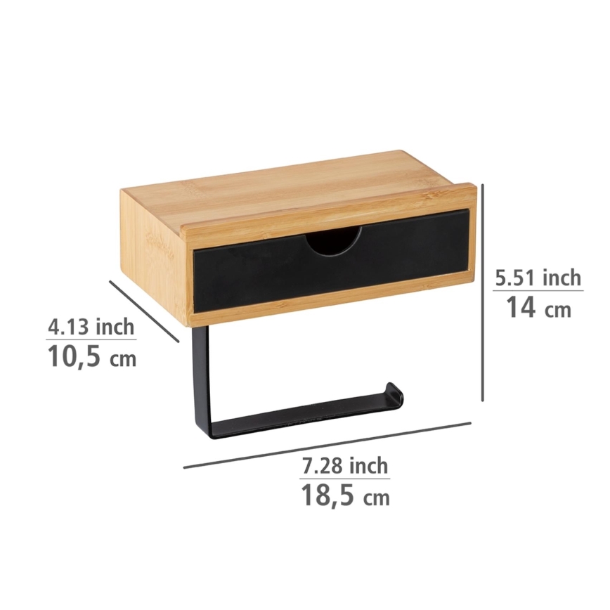 WENKO 24754100 - Support pour papier toilette BAMBUSA 18,5x14 cm marron/noir