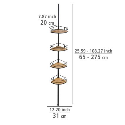 WENKO 24756100-Étagère d'angle DOLCEDO 31x20 cm inox/noir/marron