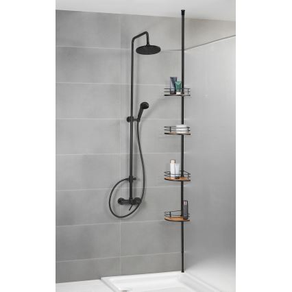 WENKO 24756100-Étagère d'angle DOLCEDO 31x20 cm inox/noir/marron
