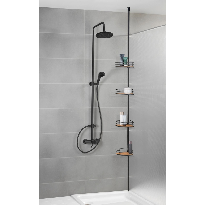 WENKO 24756100-Étagère d'angle DOLCEDO 31x20 cm inox/noir/marron