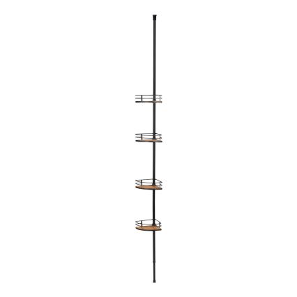WENKO 24756100-Étagère d'angle DOLCEDO 31x20 cm inox/noir/marron